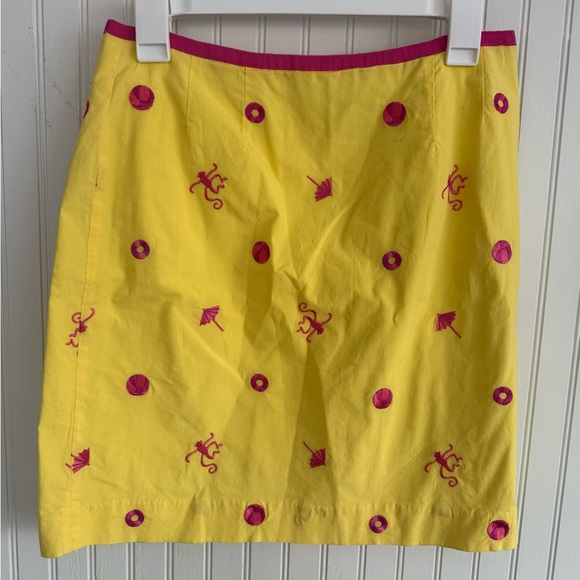 Lilly Pulitzer Dresses & Skirts - Lilly Pulitzer Vintage Skirt Size 6 yellow with Pink Embroidery